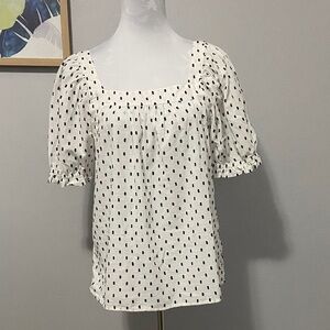 LOFT clip dot square neck puff sleeve top
